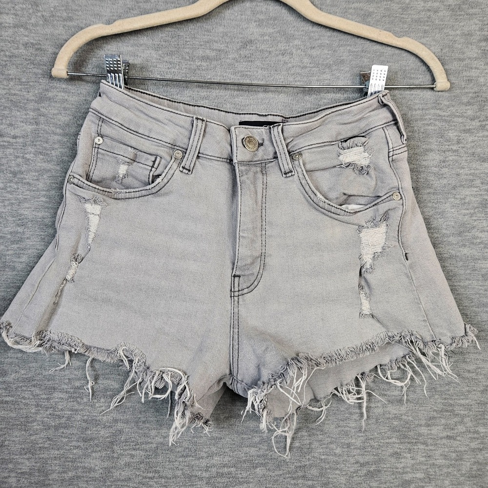 Mavi Women's Light Gray Rosie Frayed Short Size 26